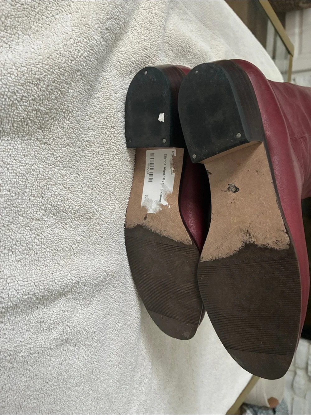 Etienne Aigner Burgundy Over-the-Knee Leather Boots